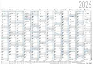 2026 Zettler Plakatkalender 12M/1S 5 Stk. gerollt schwarz/blau