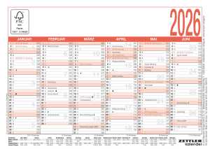 2026 Zettler Arbeitstagekalender A6
