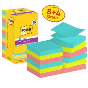 Post-it Haftnotiz Super Sticky R330-SSCOS-P8+4 76x76mm 12x90Bl