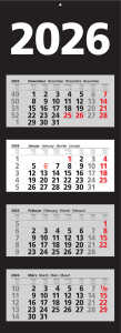 2026 ADINA Viermonatskalender schwarz 92x33cm Tagesanzeiger Blockform