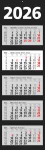 2026 ADINA Fünfmonatskalender schwarz 110x33cm Tagesanzeiger Blockform
