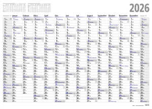 2026 ADINA Plakatkalender Wandkalender A0 119x84cm Lieferung: gefaltet
