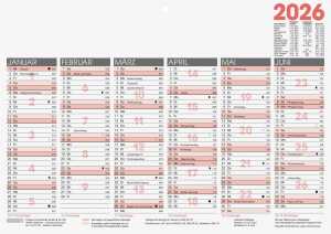 2026 Brunnen Tafelkalender A4 quer 4061947141870