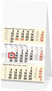 2026 Brunnen 3-Monats-Tischkalender 100×120 mm weiß/hellgelb