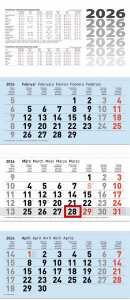 2026 Brunnen 3-Monatskalender blau 320×740 mm