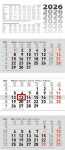 2026 Brunnen 3-Monatskalender grau 320×740 mm