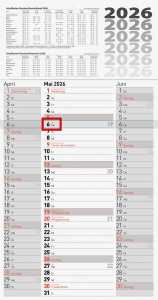 2026 Brunnen 3-Monatskalender grau 300×560 mm 4061947142235