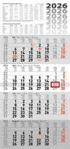 2026 Rido 4-Monatskalender grau 300×630 mm