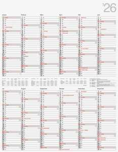 2026 Rido Plakatkalender Vertikal 700×900 mm