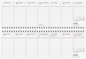2026 Glocken Querterminbuch 29,7x10cm 1S/1W UWS