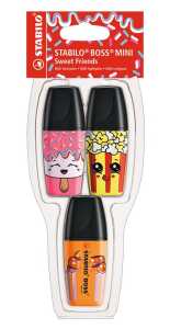 Textmarker BOSS MINI Friends pink gelb orange 3 Stück 4006381543118