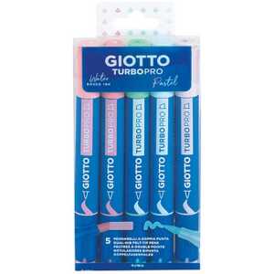 GIOTTO Doppel-Fasermaler Turbo Pro Pastel 5 Stück