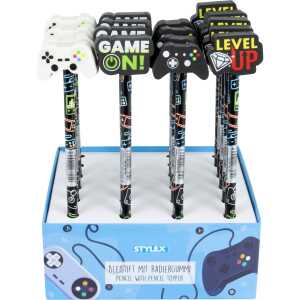 STYLEX Bleistift mit Radiergummi Gaming 4fach sortiert