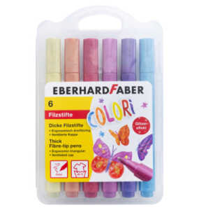 Filzstifte Colori Glitzereffekt dreiflächig dick 6 Farben 6 trück
