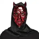 Boland Gesichtsmaske Teufel mit Kapuze rot