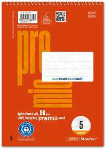 Staufen Spiralblock premio Lineatur 5 kariert 40 Blatt 90g/m² DIN A5