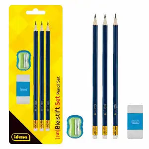 Idena Bleistift Set 5-teilig mit Anspitzer und Radierer
