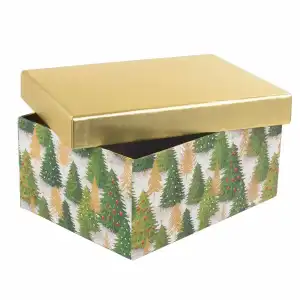 Idena Geschenkbox Tanne grün/gold 20x15x9cm