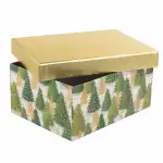 Idena Geschenkbox Tanne grün/gold 20x15x9cm