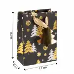 Idena Geschenktasche Tannenbäume schwarz/gold 11x16x6cm