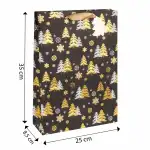 Idena Geschenktasche Tannenbäume schwarz/gold...