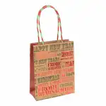 Papiertasche Schriftzüge Frohe Weihnachten / Happy...