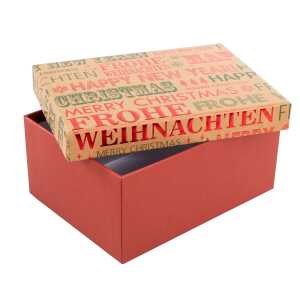 Geschenkbox Schriftzüge Frohe Weihnachten / Happy New Year 20x15x9cm