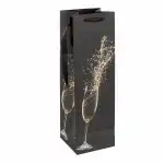 Idena Flaschentasche Sektglas schwarz 12x39x10cm