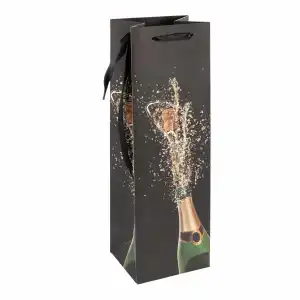 Idena Flaschentasche Sektflasche schwarz 12x39x10cm
