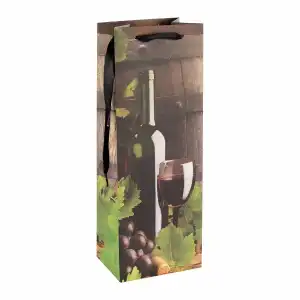 Idena Flaschentasche Wein schwarz 12,5x35x9cm
