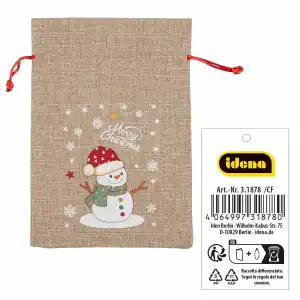 Idena Weihnachtsgeschenksack Schneemann 15x22cm