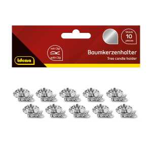 Idena Baumkerzenhalter mit Clip silber 10 Stück