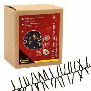 Idena LED Cluster Lichterkette warmweiß 14,5m 480er Außen