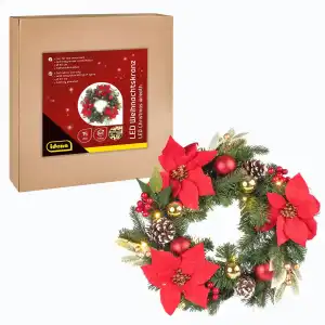 Weihnachtskranz 15 LED 6h Timer Ø40cm batteriebetrieben warmweiß Innen
