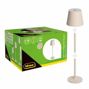LED Tischleuchte touch Akku USB beige 11x38cm dimmbar Innen und Außen