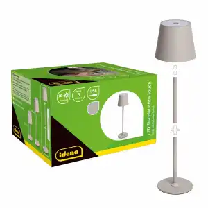 LED Tischleuchte touch Akku USB grau 11x38cm dimmbar Innen und Außen