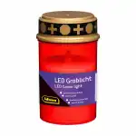 Idena LED Grabkerze rot 6,5x12cm batteriebetrieben...