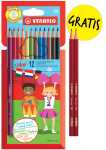 Buntstifte color mit 2 Bleistiften HB 17,5cm 12 Stück Kartonetui
