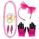 WIDMANN Accessoire Set 80er Jahre Mode neonpink