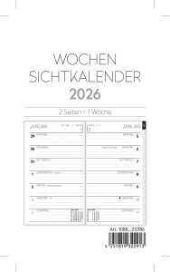 2026 ADINA Wochen-Sichtkalender 9x15cm 1S/1W Einlage