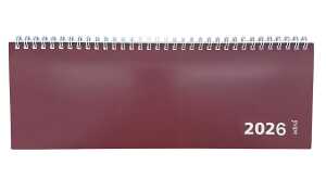 2026 ADINA Tischquerkalender 1W2S weinrot Kartondeckel 30x10cm