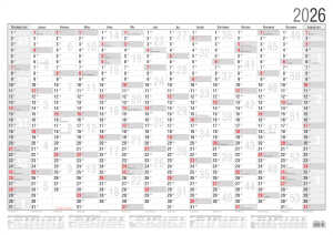 2026 GÜSS Wandplaner B1 gefalzt auf B4, 14 Monate