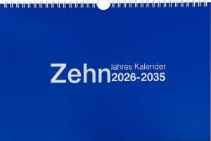 2026 Adina Zehnjahres-Kalender A4 blau Querformat mit Spiralbindung
