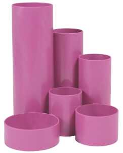 Schreibtisch-Boy (139x129x147mm), Stifteköcher, 6-Röhren, im Polybeutel, ibisco (rosa), recycling "Blauer Engel"
