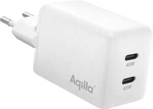 Aqiila Ladegerät Chargebird W2, 2x USB-C zu Steckdose, 45W, weiß