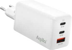 Aqiila Ladegerät Chargebird W3, 2x USB-C, 1x USB-A zu Steckdose, 65W, weiß