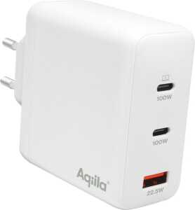 Aqiila Ladegerät Chargebird W4, 2x USB-C, 1x USB-A zu Steckdose, 120W, weiß