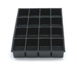 MultiDrawer? Schubladeneinsatz A4, 16 Fächer, für A4 Schubladen H 102, 87, 51 mm, (HxBxT): 51 x 233 x 363 mm, schwarz
