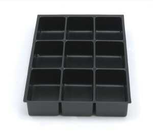 MultiDrawer? Schubladeneinsatz A4, 9 Fächer, für A4 Schubladen, H 102, 87, 51 mm, (HxBxT): 51 x 233 x 363 mm, schwarz