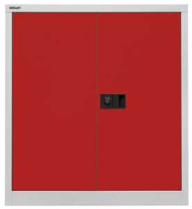 Flügeltürenschrank Universal, 1000 x 914 x 400 mm, 2 Ordnerhöhen, 1 Fachboden, Korpus lichtgrau/Türen kardinalrot